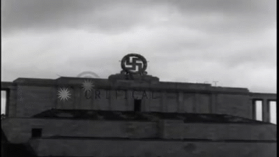 German Swastika emblem is demolished at Zeppelinfeld in Nurnberg,Germany. HD Stock Footage