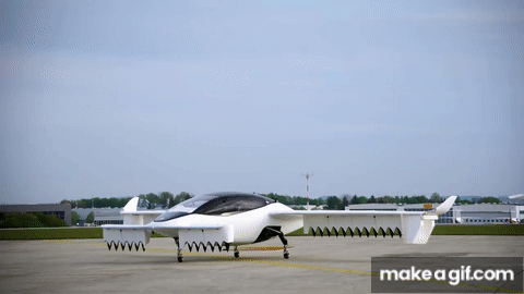 The Lilium Jet five seater all-electric VTOL on Make a GIF