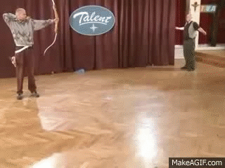 Russian Talent Show Guy Gets Shot In The Head With A Bow And Arrow! on
