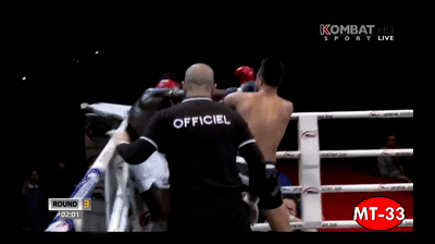 Notice the fighter in blue has poor posture and is in a bad position
