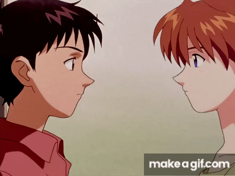 Shinji le pide un beso a Asuka on Make a GIF