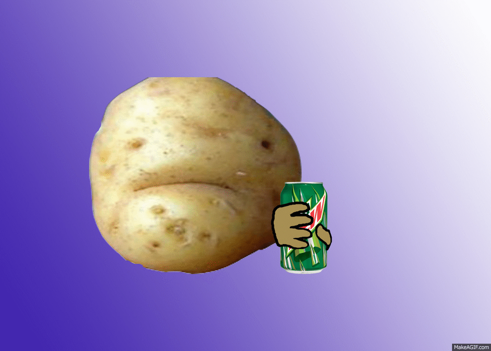 Включи про картошку. Потейто Юджин. Анимированная картошка. Картофель гифка. Смешная картошка.