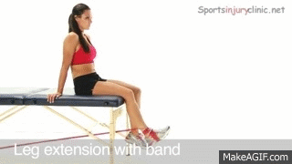 Knee exercise - Knee extension with band on Make a GIF
