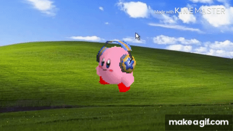 Kirby headphones Witch Savana in Windows XP on Make a GIF