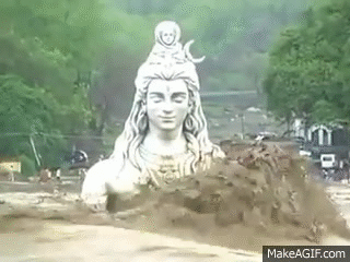 Century's Biggest Flood In Uttarakhand, Uttarkashi, KedarNath, Badrinath -  Shiva Statue on Make a GIF
