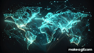 [4K] Global network connection - World map point and line composition ...