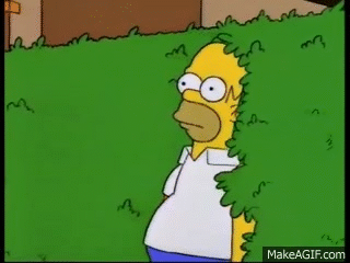 Gif of Homer Simpson disappearing into a bush