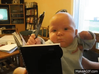 Funny Baby Alexis writing a letter on Make a GIF