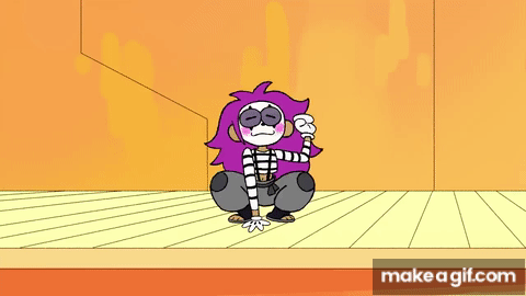 Mime Enid doing a cat pose on Make a GIF