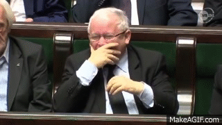 Kaczynski peka ze smiechu w sejmie. BEKA on Make a GIF