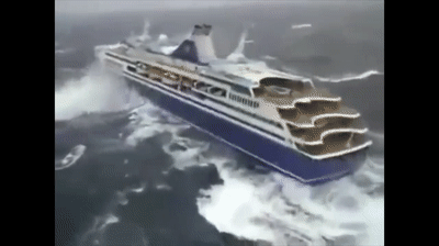Graphic Footage of Cruise Ships in Storm at Sea on Make a GIF