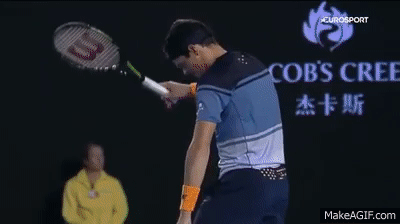 Break Racket Gif Raonic racket smash Australian Open SF on Make a GIF