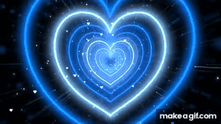 Heart Tunnel💙Blue Heart Background ♪ Music Relaxing | Neon Heart ...