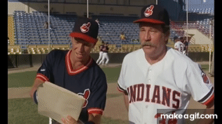 Lou Brown pee's on Dorne's papers (Major League) on Make a GIF