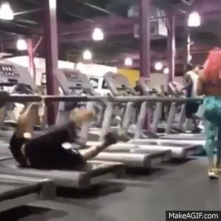 Man running on treadmill falls and starts doing push ups hilarious ...