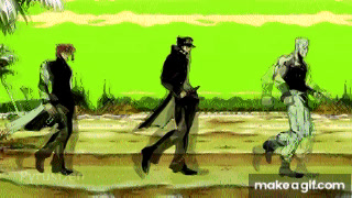 Dr Livesey walking but it's JOJO on Make a GIF