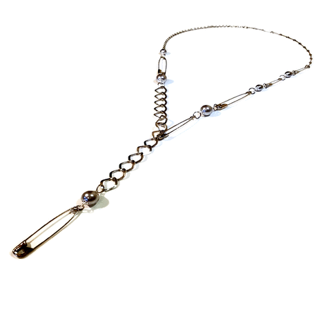 Runway Inspired Edgy Lariat Necklace with Pearls & Safety Pins on Make ...