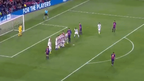 Marcelo Brozovic Block Against Suarez Free Kick And Messi Funny Reaction On Make A Gif
