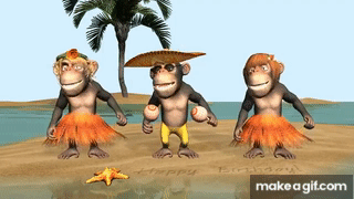 Funny Happy Birthday Song. Monkeys sing Happy Birthday To You on Make a GIF