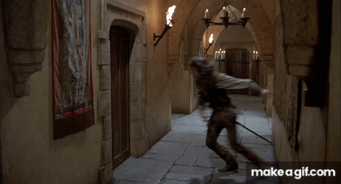 Iñigo Montoya trying to break down a door