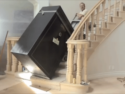 Moving a Huge 800lb. Gun Safe upstairs in Los Angeles on Make a GIF