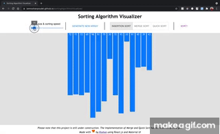 Sorting Algorithms Visualizer in React on Make a GIF