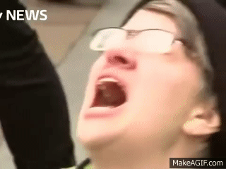Anti-Trump protester cries and screams Nooo at the Trump inauguration  (01/20/2017) on Make a GIF