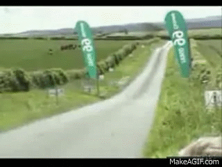 Subaru rally car jump 136mph on Make a GIF