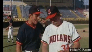 Lou Brown pee's on Dorne's papers (Major League) on Make a GIF