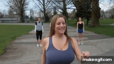 Delusional 36DDs - Busty Titty Jogging on Make a GIF