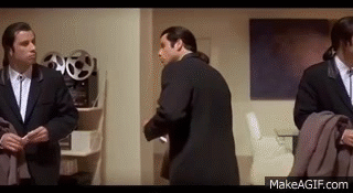 John Travolta Confusion Meme original Scene Pulp Fiction - Vincent Vega x 3  on Make a GIF