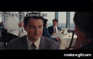 Character from The Wolf Of Wall Street animated in a flashy, energetic GIF format