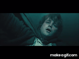 Frodo saves Sam from drowning. on Make a GIF