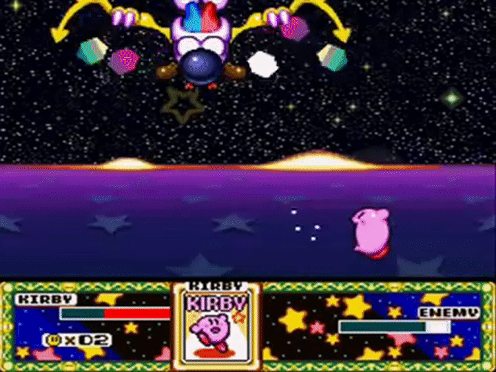 Kirby escapes Marx's light consuming black hole on Make a GIF