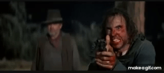 John Wayne killed by Bruce Dern (The Cowboys / 1972) on Make a GIF