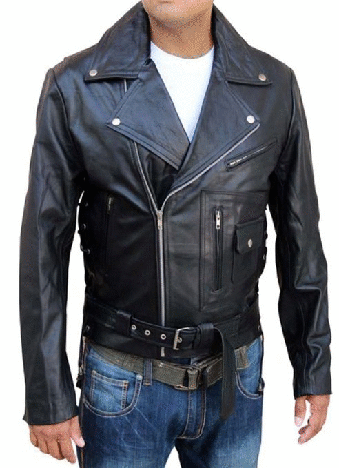 Mens Motor Bikers Choice Leather Jacket Black - Terminator Style on ...
