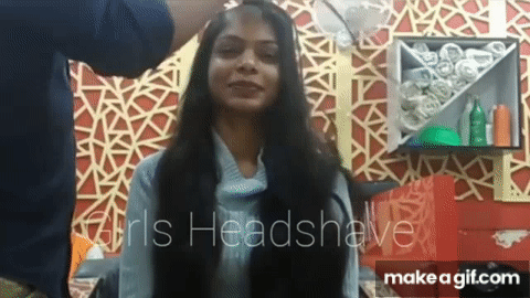 indian long hair women head shave