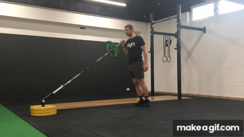 Landmine Reverse Lunge to Single Arm Overhead Press with Knee Drive on ...
