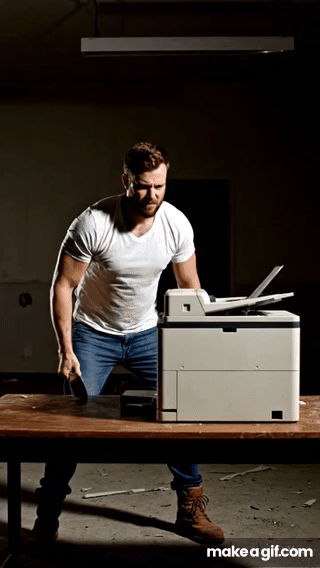 Man Smashes a Printer in Anger 😡💥 | Office Rage | Viral Short on Make a GIF