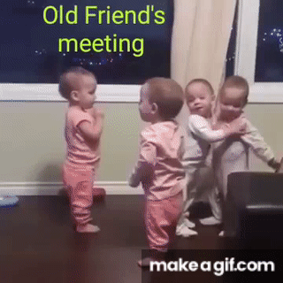 Old friends meet after long time (funny video) on Make a GIF