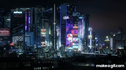 Cyberpunk 2077 Night City 4K animated wallpaper on Make a GIF