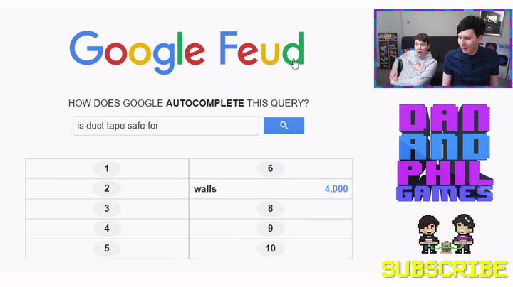 IS IT PAINFUL TO DIE?! - Dan and Phil play Google Feud #2 on Make