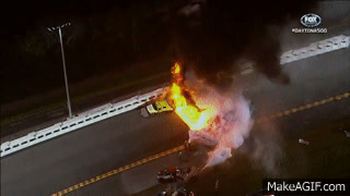 2012 Daytona 500 Juan Montoya wrecks jet dryer huge explosion & fire on  Make a GIF