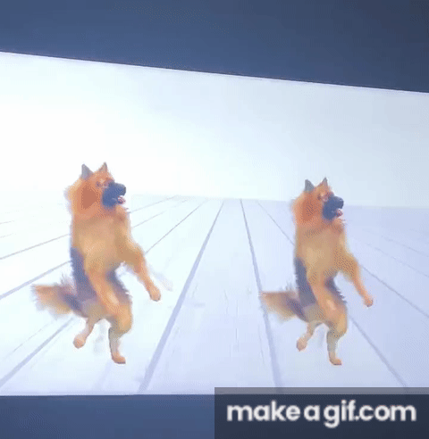 Running blue dog on Make a GIF