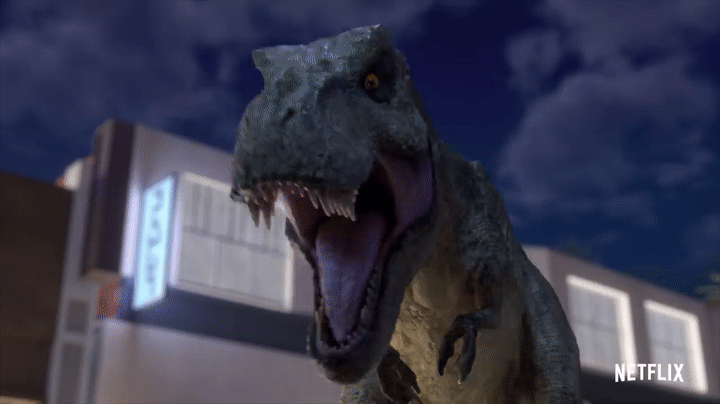 T-Rex Attack! | JURASSIC WORLD CAMP CRETACEOUS | NETFLIX on Make a GIF