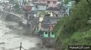 Uttrakhand Horrible Flood Building Collapsed Live Footage [HD] on Make a GIF