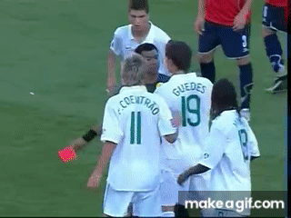 Player steals referees red card on a GIF