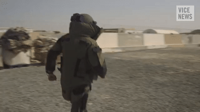 Adam Driver Tries on a Bomb Suit in Kuwait (Extra Scene from 'Arts in the Armed Forces') on Make a GIF