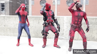 Spider-Man, Daredevil and Deadpool GIF Dance made real on Make a GIF