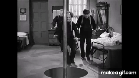 Great 3 Stooges Running Gag: "Pulling Larry Back Up The Firepole" on Make a  GIF